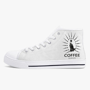 Open image in slideshow, Kick COFFEE RELIGION Classic High Sneakers Canvas Shoes - White/Black COFFEE RELIGION
