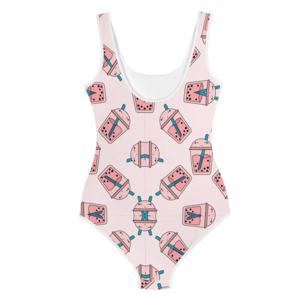Kids Girl Pink Boba Religion Youth Swimsuit