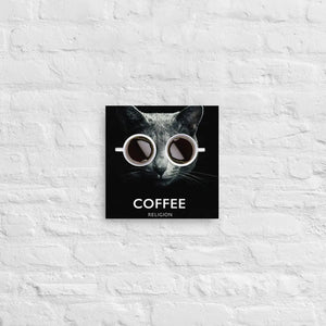 Open image in slideshow, Coffee Religion Cat Canvas Decor Wall Art COFFEE RELIGION
