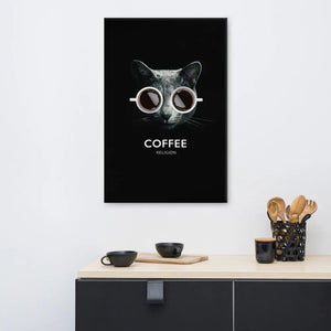 Coffee Religion Cat Canvas Wall Art