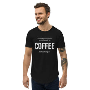 Black Mood Coffee Graphic T-Shirt Men's Curved Hem Shirt COFFEE RELIGION