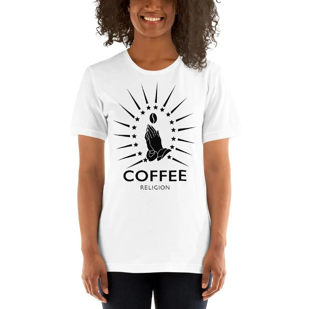Iconic Coffee Religion Graphic Logo Shirt Longer Fit Unisex T-Shirt