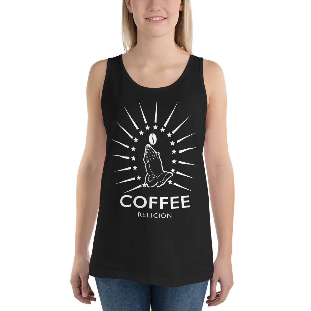 COFFEE RELIGION Unisex Racerback Tank Top Active Wear Yoga Coffee Shirt