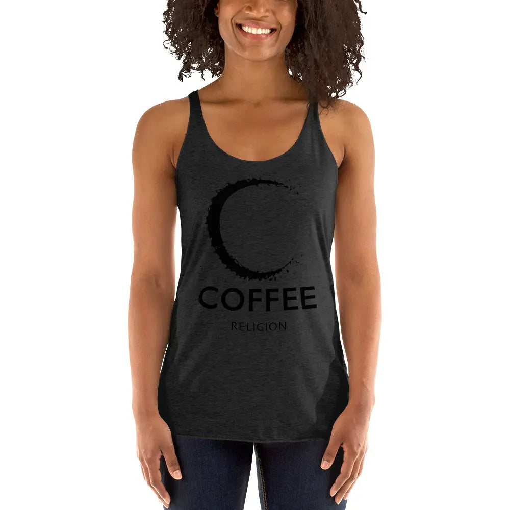 COFFEE RELIGION MOON yoga racerback Tee T-Shirt (MORE COLORS)