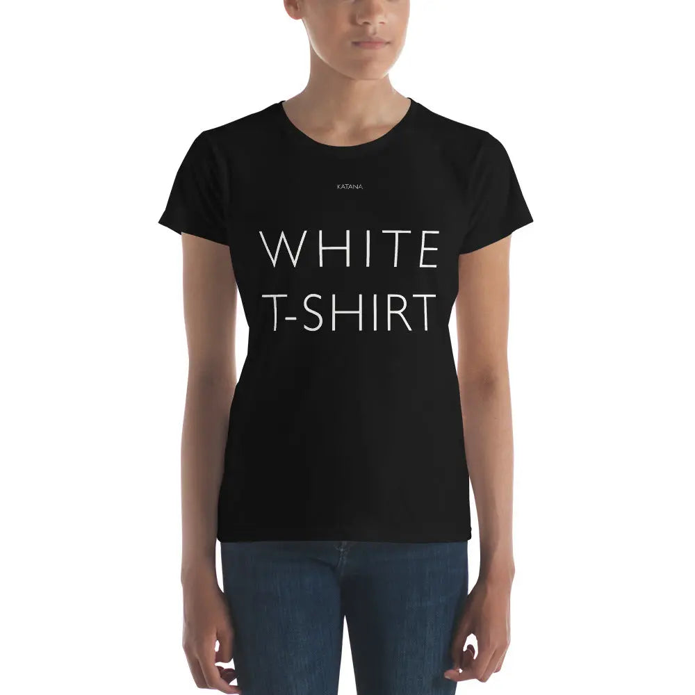 WHITE T-SHIRT Black Designer Short Sleeve Slim Fitted Tee by Katana