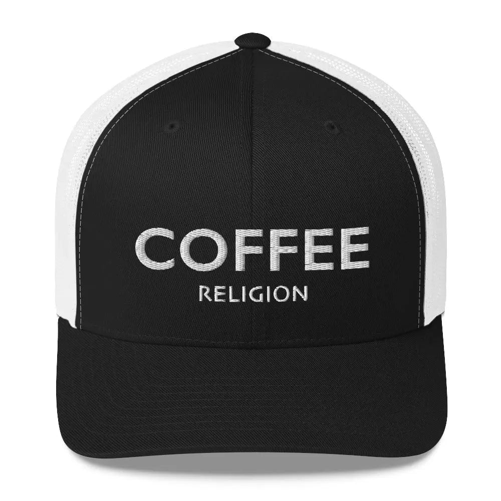 COFFEE RELIGION Trucker Hat Cap in black