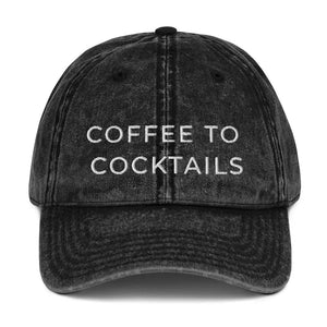 COFFEE TO COCKTAILS Vintage Cotton Twill Baseball Hat Cap COFFEE RELIGION