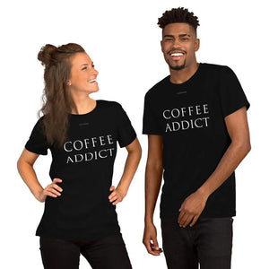 Open image in slideshow, COFFEE ADDICT Boyfriend Fit Unisex T-Shirt Short-Sleeve Tee - COFFEE RELIGION
