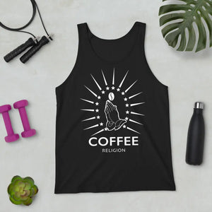 COFFEE RELIGION Unisex Racerback Tank Top Active Wear Yoga Coffee Shirt COFFEE RELIGION