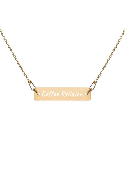24KT GOLD plated Coffee Religion Bar Necklace