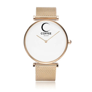 Open image in slideshow, COFFEE RELIGION COFFEE TIME Palm Beach Rose Gold Minimalist Watch JetPrint Fulfillment
