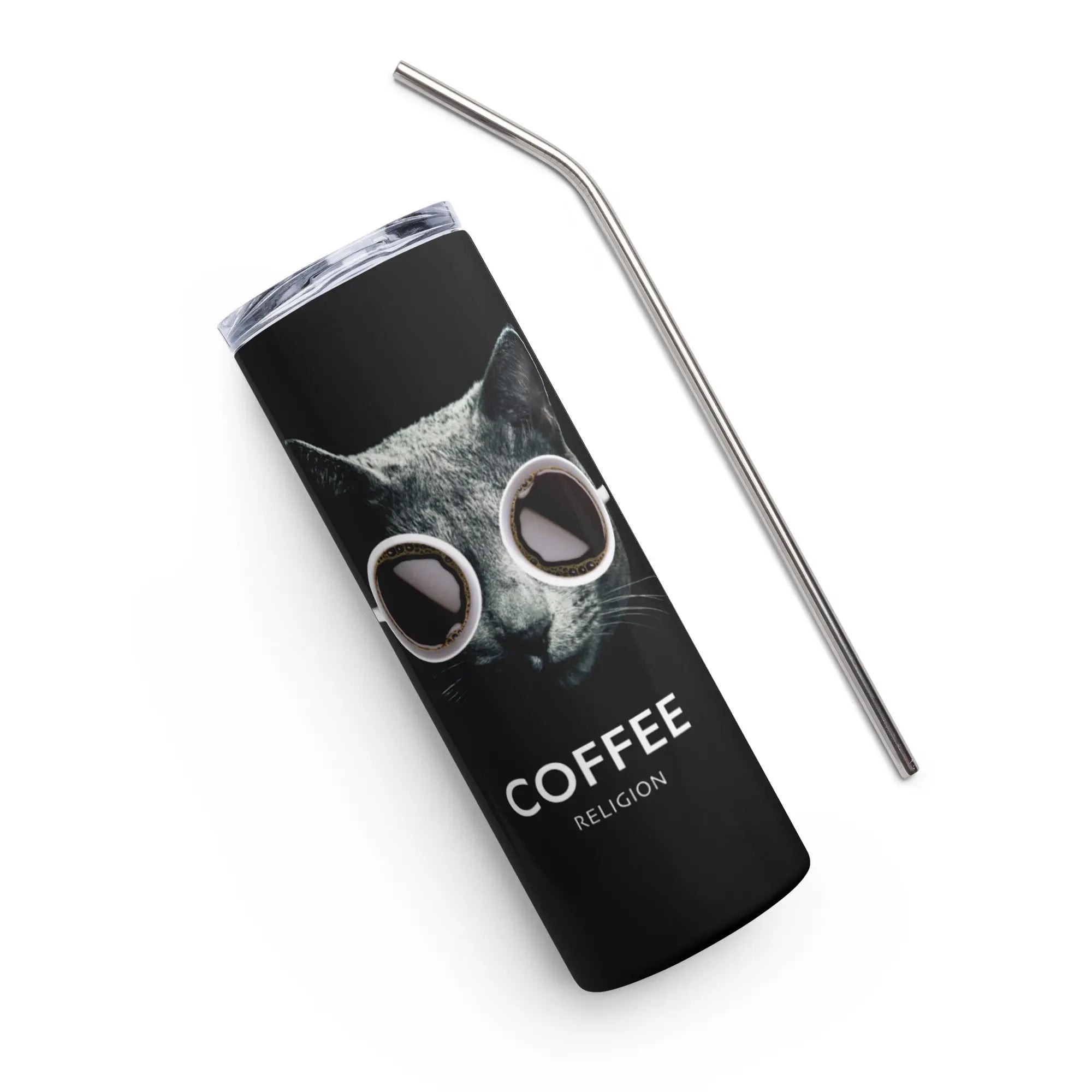 Coffee Religion Cat Stainless steel tumbler