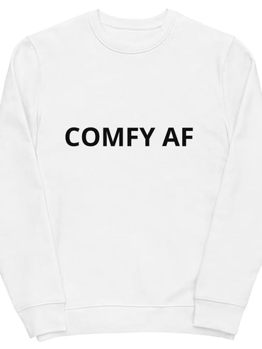 COMFY AF Men's Woman's eco sweatshirt by Coffee Religion in White