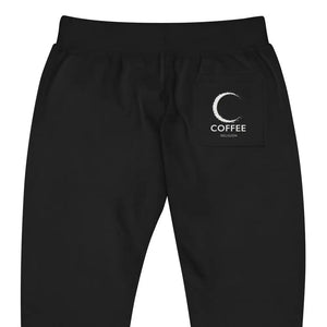 Minimalist Men's Woman's fleece sweatpants by Coffee Religion in black