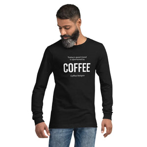 Open image in slideshow, Mood Coffee T-Shirt Unisex Long Sleeve Tee in black COFFEE RELIGION
