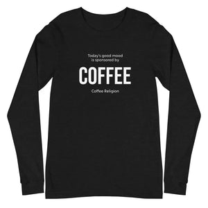 Mood Coffee T-Shirt Unisex Long Sleeve Tee in black COFFEE RELIGION